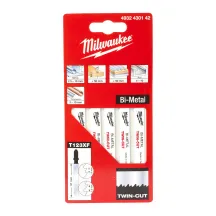 Полотна Для лобзика Bi-Metal T123XF TWIN CUT MILWAUKEE, 91мм/ шаг зуба 2,5/ 1,8 мм, (5шт), (универсальные)
