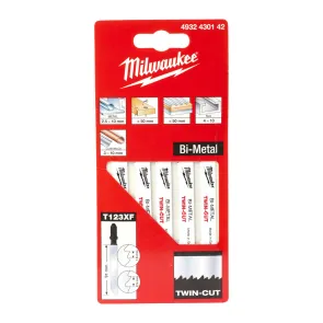 Полотна Для лобзика Bi-Metal T123XF TWIN CUT MILWAUKEE, 91мм/ шаг зуба 2,5/ 1,8 мм, (5шт), (универсальные) №1