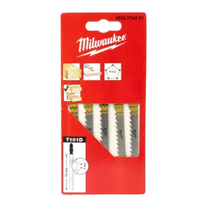 Полотна Для лобзика T101D MILWAUKEE, 75мм/шаг зуба 4мм, (5шт), (древесина, Чистый рез) №1