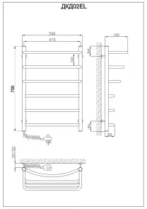 Полотенцесушитель KOSSER Каскад Дуга 700х500/6 EL рег. №5