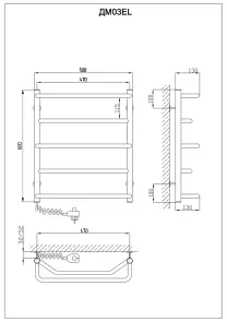 Полотенцесушитель KOSSER Микс 600х500/5 ЕL рег. №5