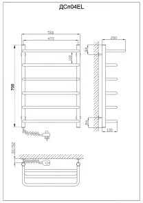 Рушникосушарка KOSSER Скоба з полицею 700х500/6 EL рег. №5