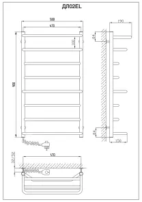 Полотенцесушитель KOSSER Лотос 900х500/8 ЕL рег. №5
