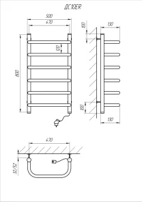 Рушникосушарка KOSSER Скоба 800х500/6 ЕR рег. №5