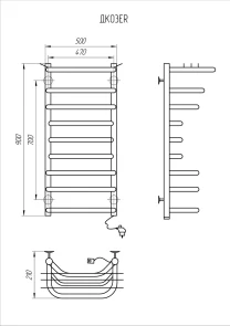 Рушникосушарка KOSSER Канна 900х500/9 ЕR рег. №5