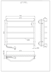Рушникосушарка KOSSER Трапеція 500х700/5 EL рег. №5