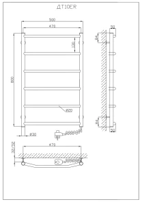 Полотенцесушитель KOSSER Трапеция 800х500/6 ER рег. №5