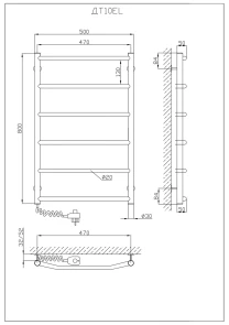 Полотенцесушитель KOSSER Трапеция 800х500/6 EL рег. №5