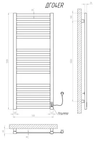 Полотенцесушитель KOSSER Герда 1200х500 ER тайм. черный №5