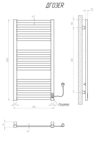 Полотенцесушитель KOSSER Герда 1000х500 ER тайм. черный №5