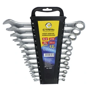 (48007) Набор ключей комбинированных - CRV12 шт.мат, пласт упак (СТАЛЬ) №1