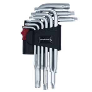 (48114) Набір Г-подібних ключів TORX з отв. 9 од.,S2, T10-50, HAISSER №1