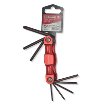 (48119) Набор раскл. Г-под. ключей TORX 8 ед., T9-T40, алюм. корп., HAISSER