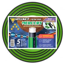 Шланг Меркурий (MERCURY) - 3/4, 50м, четырехслойный, арм., + пистолет, 2 кон., 1 адапт. в подарок(FORTE)