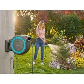 Катушка настенная Gardena RollUp S бирюзовая + набор для полива 15 м №10