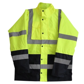 (50055) Куртка сигнальна (Oxford 300D) (68х83 см, рукав 66 см) XL з капюшоном, жовта WERK №1