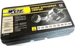 Набір свердл кільцевих по дереву - 12 предметів (WERK) №1