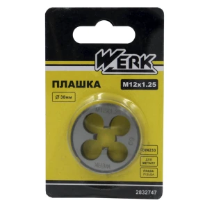 Плашка M12x1.25,38x13мм, 1шт. (WERK) №1