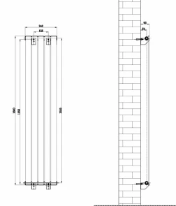 Вертикальный дизайнерский радиатор отопления ARTTIDESIGN Livorno 5/1600/340/50 чёрный матовий №5