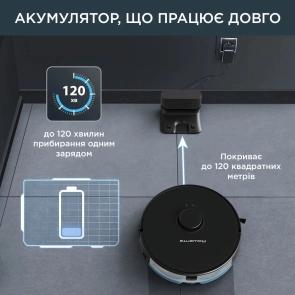Робот-пилосос Rowenta X-Plorer Serie 75 S, h=9.5см, вологе прибирання, конт пил -0.4л, вода -0.3л, автон. робота до 120хв, НЕРА, управління через смартфон, чорний №7