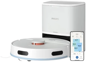 Робот-пилосос Philips Series 2000, h=9.7см, вологе прибирання, конт пил -0.38л, вода -0.3л, автон. робота до 120хв, EPA 11, Wi-Fi, станція самоочищ., білий №1