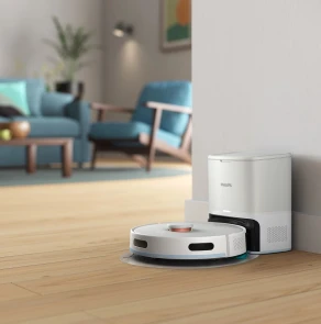 Робот-пилосос Philips Series 2000, h=9.7см, вологе прибирання, конт пил -0.38л, вода -0.3л, автон. робота до 120хв, EPA 11, Wi-Fi, станція самоочищ., білий №8