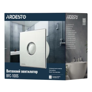 Витяжний вентилятор Ardesto 15 Вт, 70 м3/г, 2400 об./хв., 30 дБ, cріблястий №9