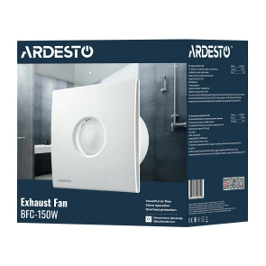 Витяжний вентилятор Ardesto 25 Вт, 210 м3/г, 1650 об./хв., 35 дБ, білий №10