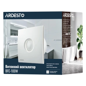 Витяжний вентилятор Ardesto 15 Вт, 70 м3/г, 2400 об./хв., 30 дБ, білий №9