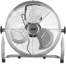 Вентилятор підлоговий 2E PowerWind 35C професійний, 35см, 65Вт, кнопки, двигун мідь 100%, срібний