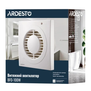 Витяжний вентилятор Ardesto 15 Вт, 80 м3/г, 2400 об./хв., 33 дБ, білий №9