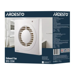 Витяжний вентилятор Ardesto 20 Вт, 150 м3/г, 2300 об./хв., 35 дБ, білий №10