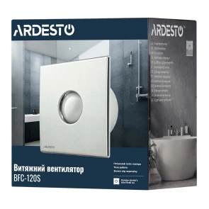 Витяжний вентилятор Ardesto 20 Вт, 120 м3/г, 2300 об./хв., 33 дБ, сріблястий №9