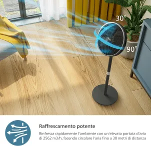 Вентилятор Philips напольный Series 3000, 40см, 48Вт, управление через смартфон, регулировка высоты, черный №6