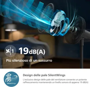 Вентилятор Philips напольный Series 3000, 40см, 48Вт, управление через смартфон, регулировка высоты, черный №8
