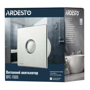 Витяжний вентилятор Ardesto 25 Вт, 210 м3/г, 1650 об./хв., 35 дБ, сріблястий №9
