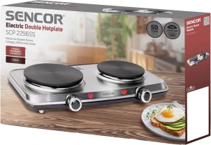 Плитка настольная Sencor электрическая, комфорок – 2 на 1.5кВт + 1кВт, 15 и 18 см, управление – мех., нерж. сталь №11