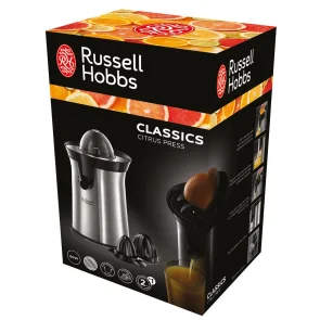 Соковитискач Russell Hobbs Classics цитрус-прес 60Вт, 2 насадки в комплекті, метал, чорний №7