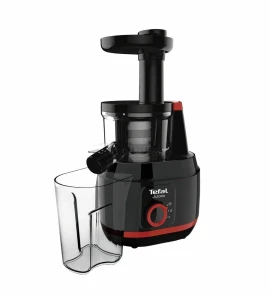 Соковитискач Tefal Juiceo шнековий 150Вт, чаша-0.8л, жмих-0.8л, насадка для цитрусових, пластик, червоно-чорний №5