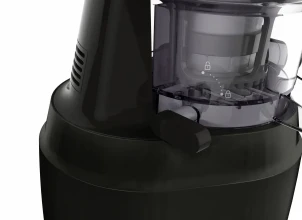 Соковитискач Tefal Juiceo шнековий 150Вт, чаша-0.8л, жмих-0.8л, насадка для цитрусових, пластик, червоно-чорний №6