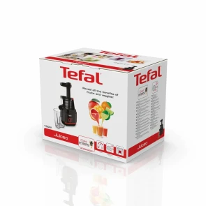 Соковитискач Tefal Juiceo шнековий 150Вт, чаша-0.8л, жмих-0.8л, насадка для цитрусових, пластик, червоно-чорний №9