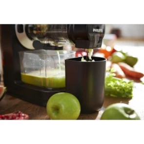 Соковитискач Philips Viva Collection шнековий 150Вт, чаша-1л, жмих-0.75л, пластик, чорний №10