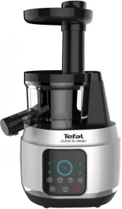 Соковитискач Tefal Juice&Clean шнековий 150Вт, чаша-0.8л, жмих-0.8л, пластик, сріблясто-чорний №1