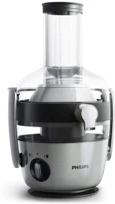 Соковитискач Philips Avance Collection відцентрований 1200Вт, чаша-1л, жмих-2.1л, жолоб на ціле яблуко, пластик/метал, сріблястий №2