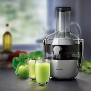 Соковитискач Philips Avance Collection відцентрований 1200Вт, чаша-1л, жмих-2.1л, жолоб на ціле яблуко, пластик/метал, сріблястий №3