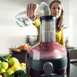 Соковитискач Philips Avance Collection відцентрований 1200Вт, чаша-1л, жмих-2.1л, жолоб на ціле яблуко, пластик/метал, сріблястий №6