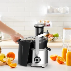 Соковитискач Tefal Nutri XXL відцентрований 1000Вт, чаша-0.8л, жмих-2.2л, жолоб на ціле яблуко, пластик/метал, чорний-нержавіюча сталь №6