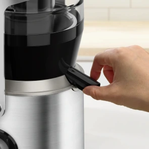 Соковитискач Tefal Nutri XXL відцентрований 1000Вт, чаша-0.8л, жмих-2.2л, жолоб на ціле яблуко, пластик/метал, чорний-нержавіюча сталь №9
