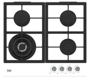 Варильна поверхня Beko газова, 60см, чавун, білий №1