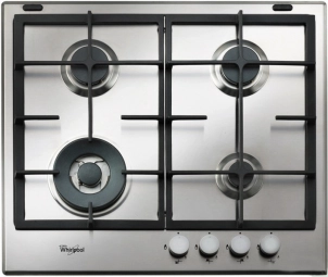 Варочная поверхность Whirlpool газовая, 60см, чугун, конфорка с двойным рядом пламени, нерж. №1
